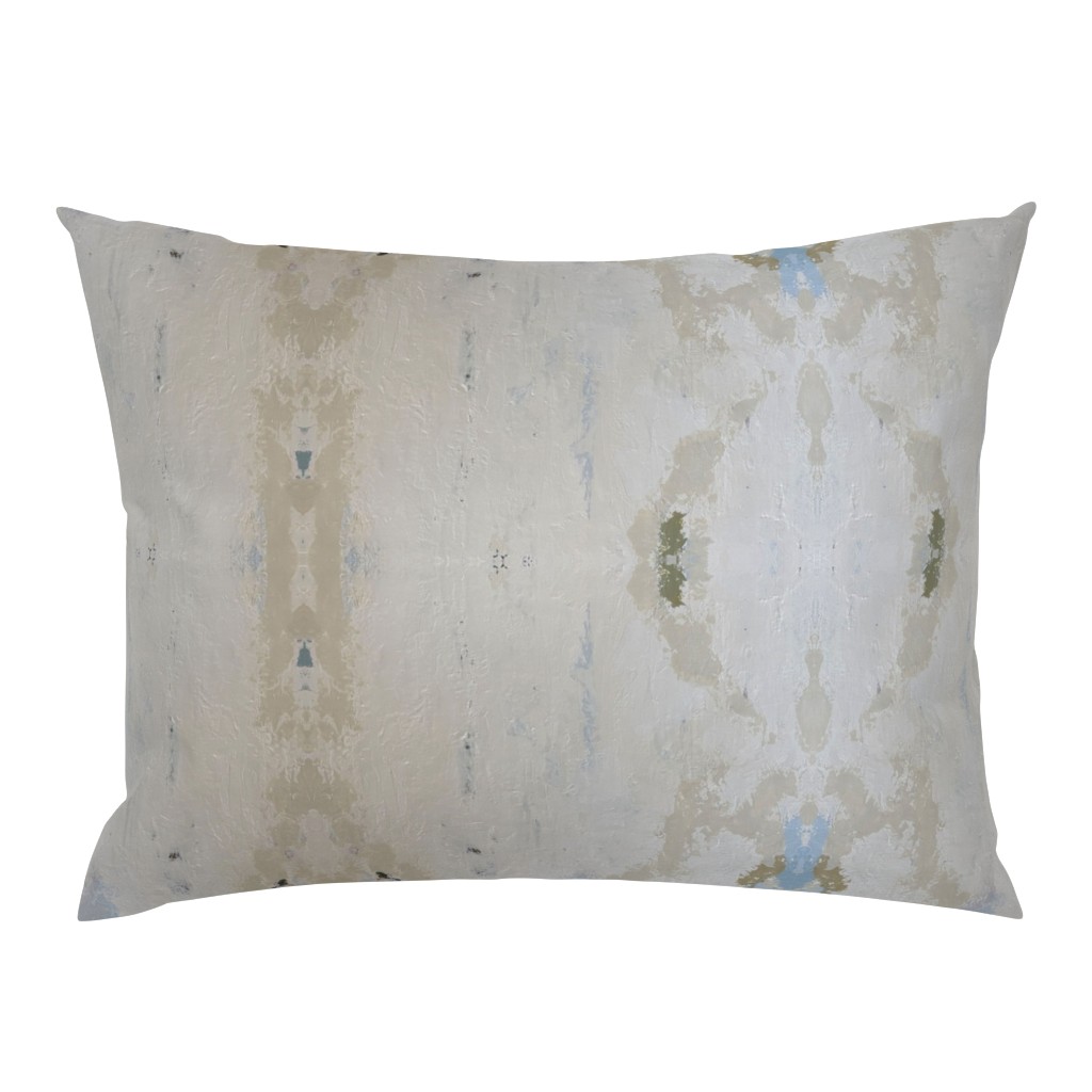 Coastline Linen Beige Gray Slate Blue Abstract 1 pillow by Betsey Johns