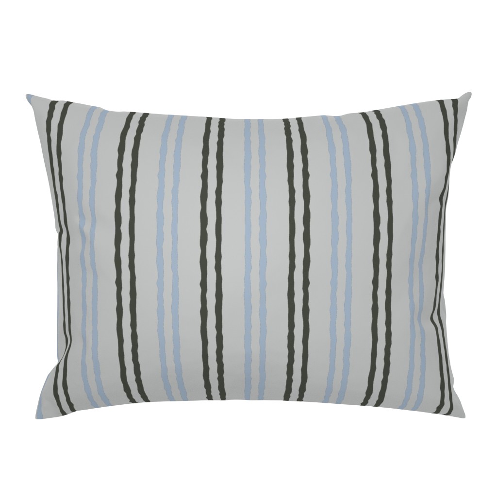 Coastline Linen Blue Charcoal Stripe Neutral pillow by Betsey Johns