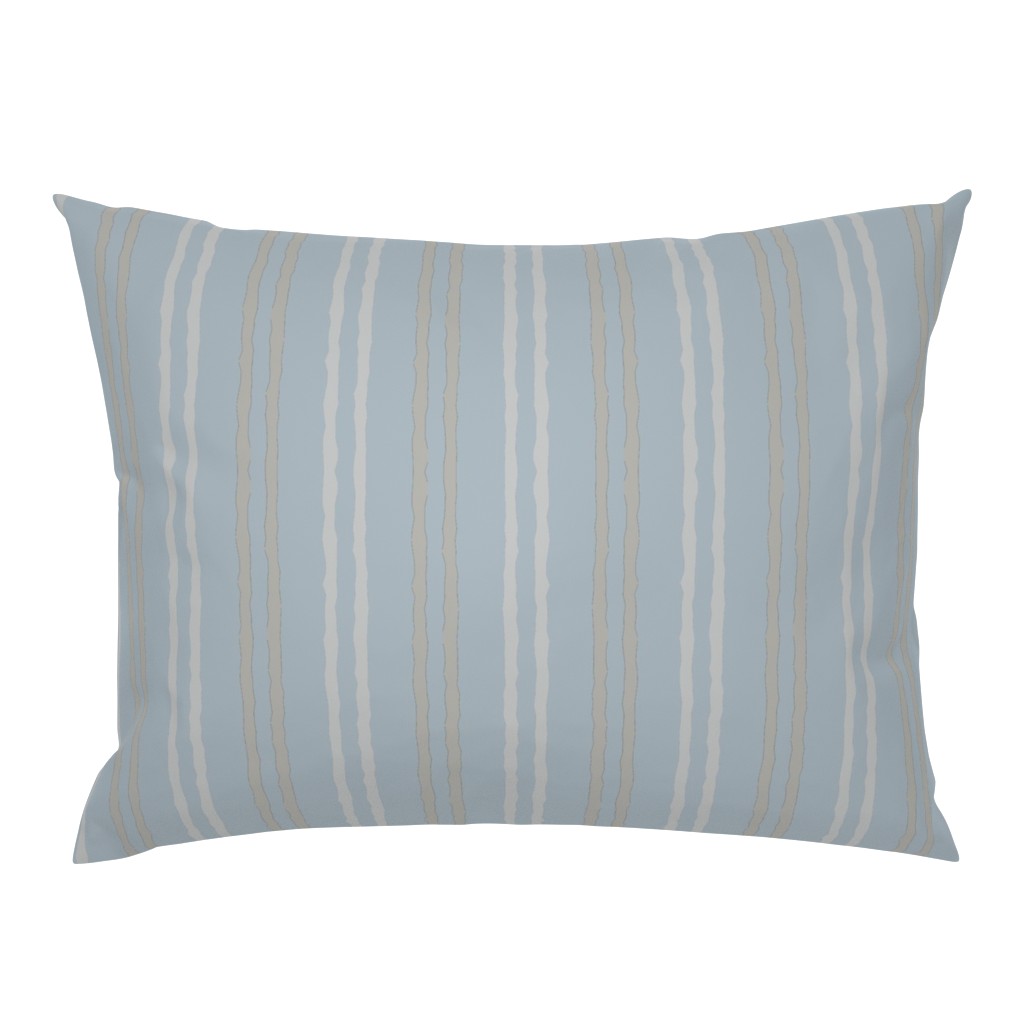 Coastline Linen Neutral Stripe on Quiet Cove Blue pillow by Betsey Johns