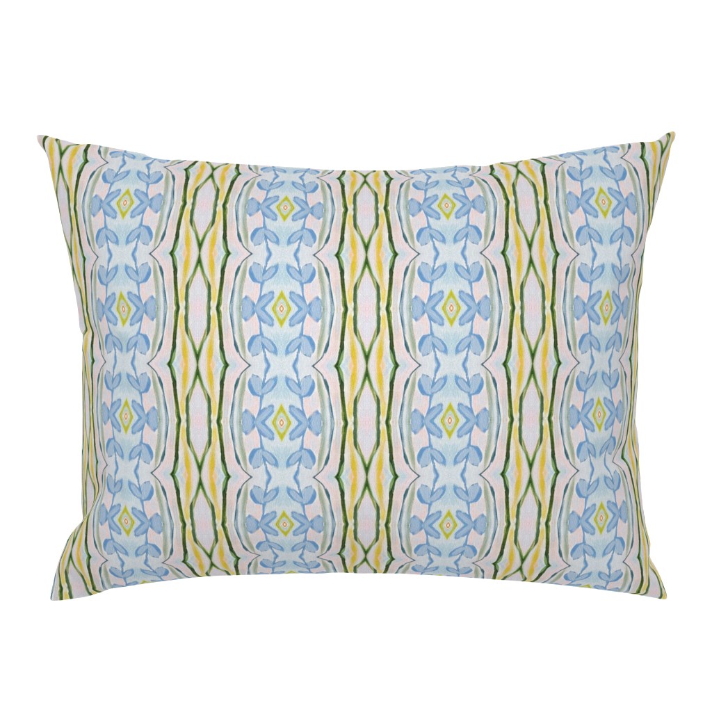 Floral Basket Whimsical Yellow and Blue Vine pillow by Betsey Johns