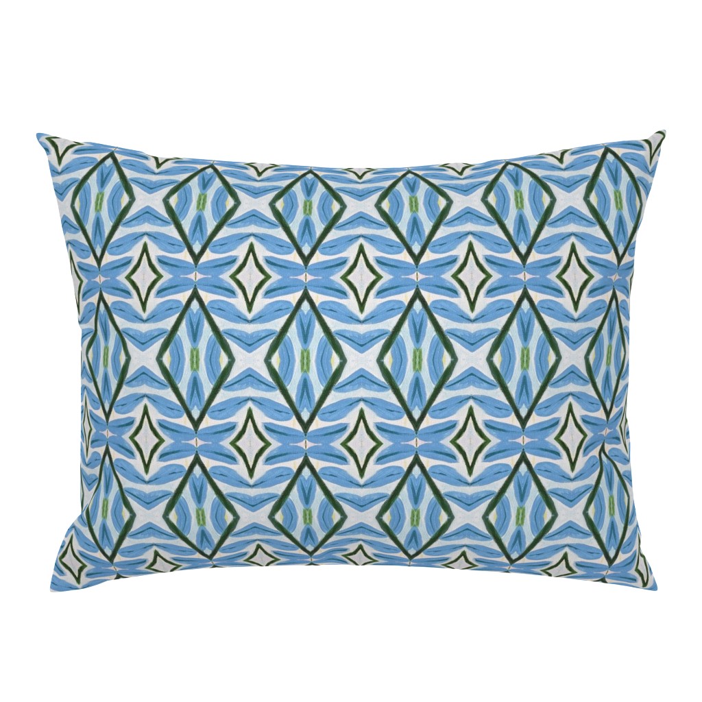 Floral Basket Whimsical Blue Vine Geometric pillow by Betsey Johns
