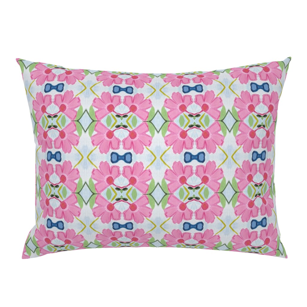 Floral Basket Whimsical Pink Floral pillow by Betsey Johns