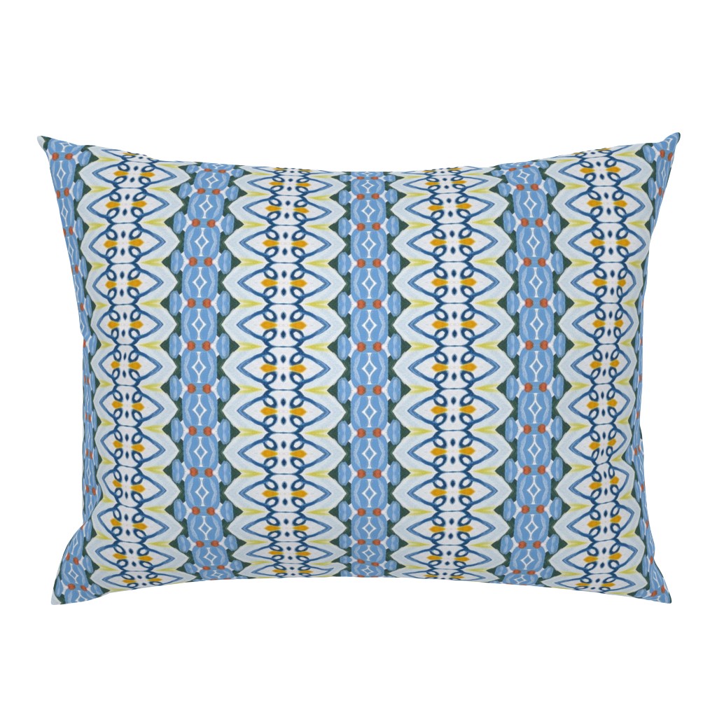 Floral Basket Whimsical Blue Vine Stripe pillow by Betsey Johns