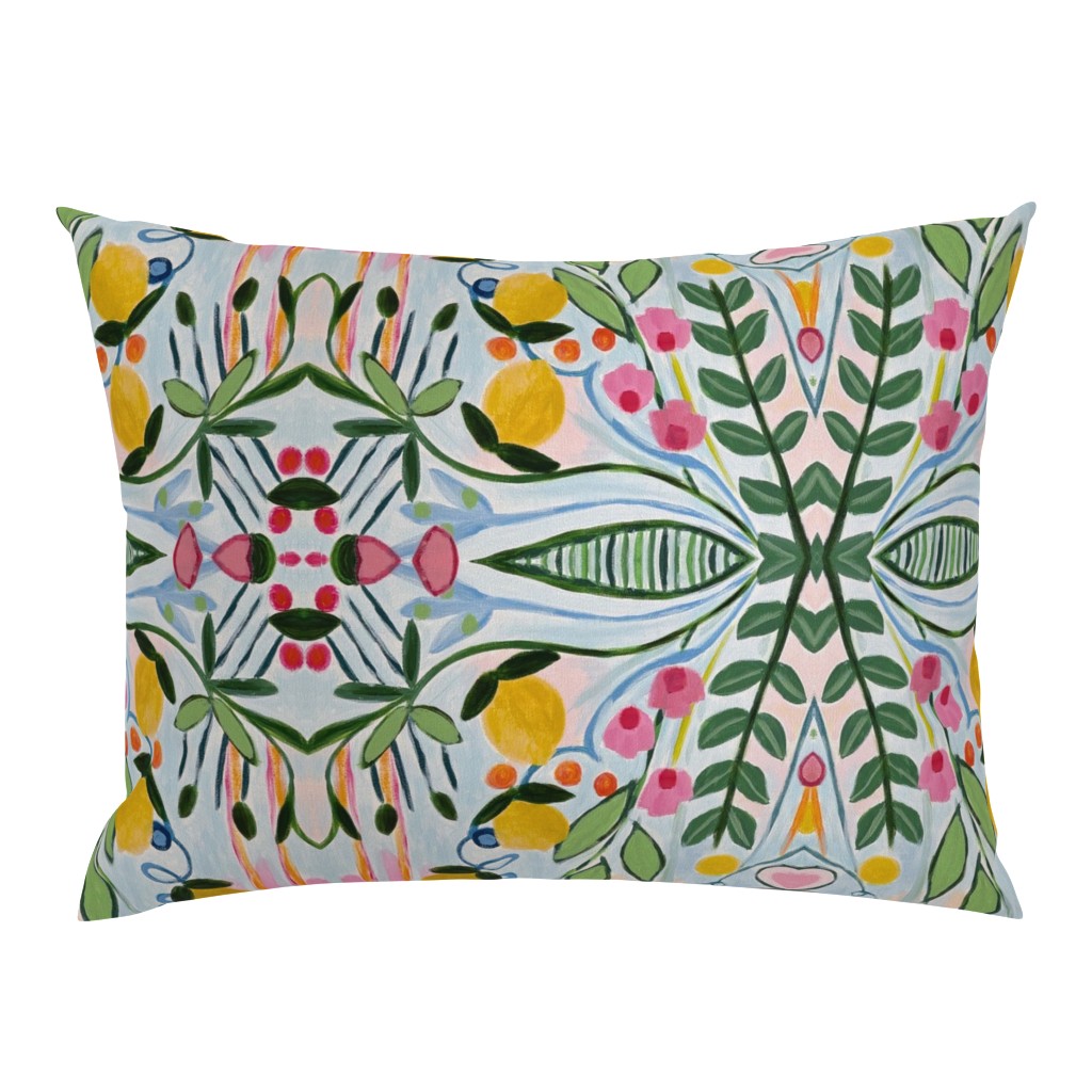 Floral Basket Whimsical Lemon Floral pillow by Betsey Johns