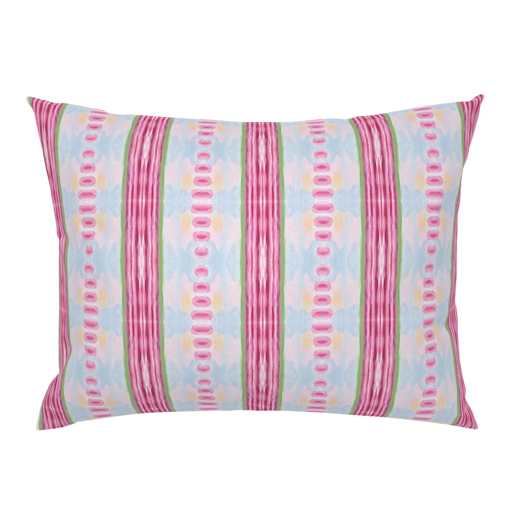 Floral Basket Whimsical Pink Dot and Stripe pillow by Betsey Johns