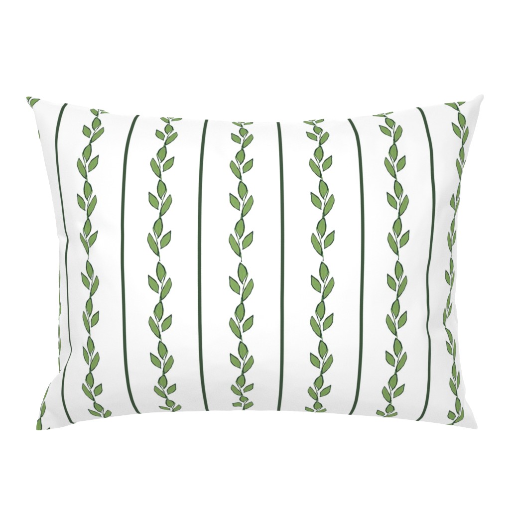 Floral Basket Whimsical Green Vine Stripe pillow by Betsey Johns