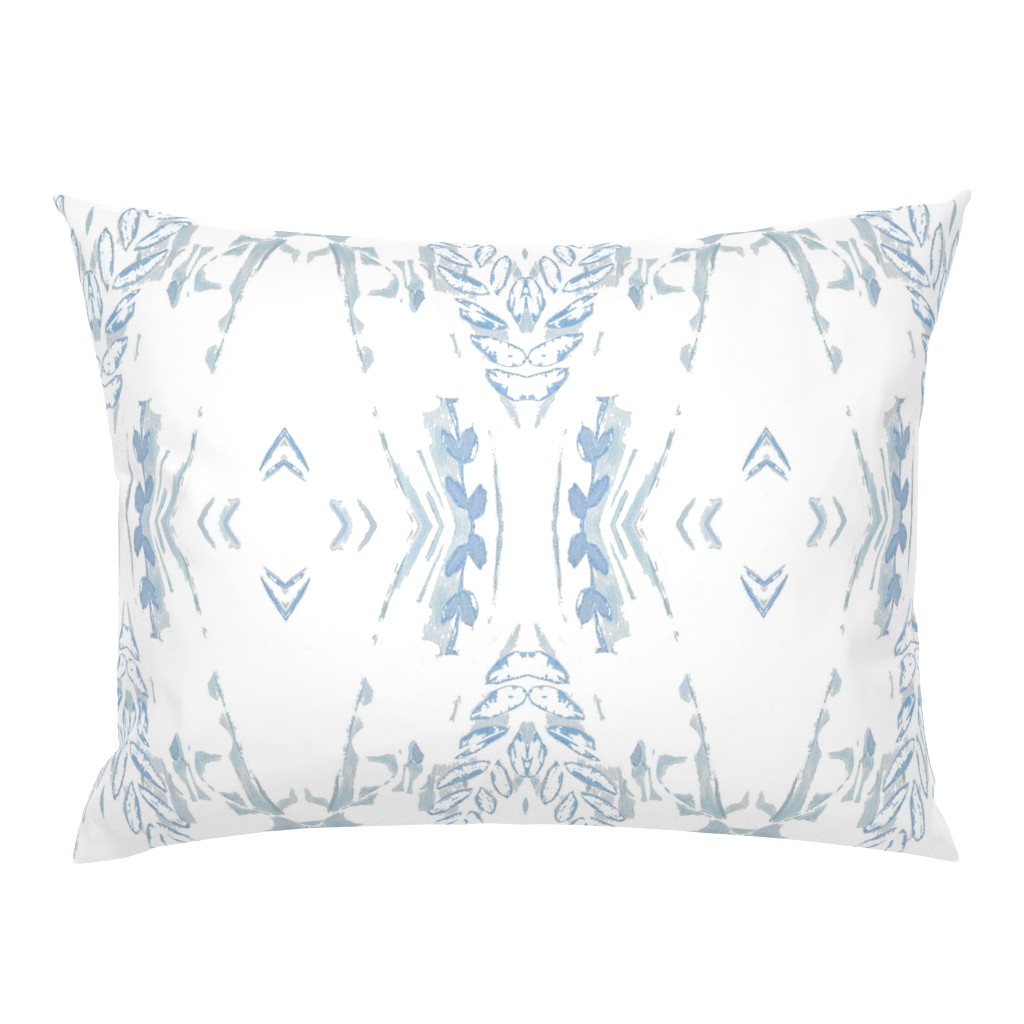 Floral Basket Block Print Shades of Blue Botanical 31 pillow by Betsey Johns