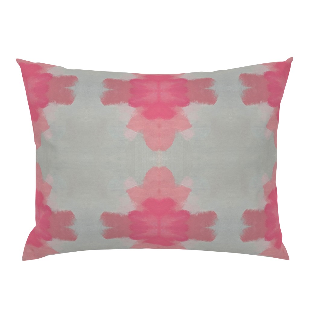 Frances Abstract Watercolor Pink Floral Misty Gray Cream pillow by Betsey Johns