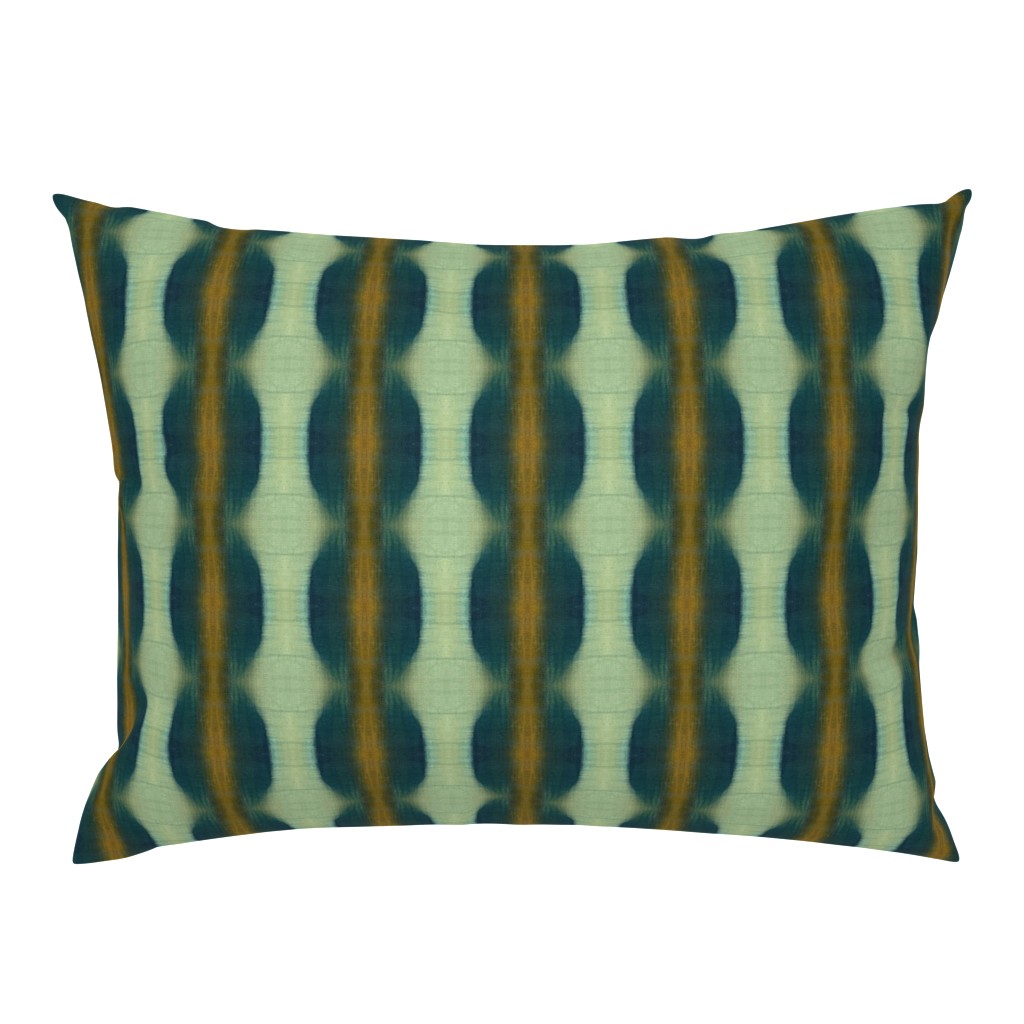 Frances Sage Green Turquoise Mustard Striped Abstract 7 pillow by Betsey Johns