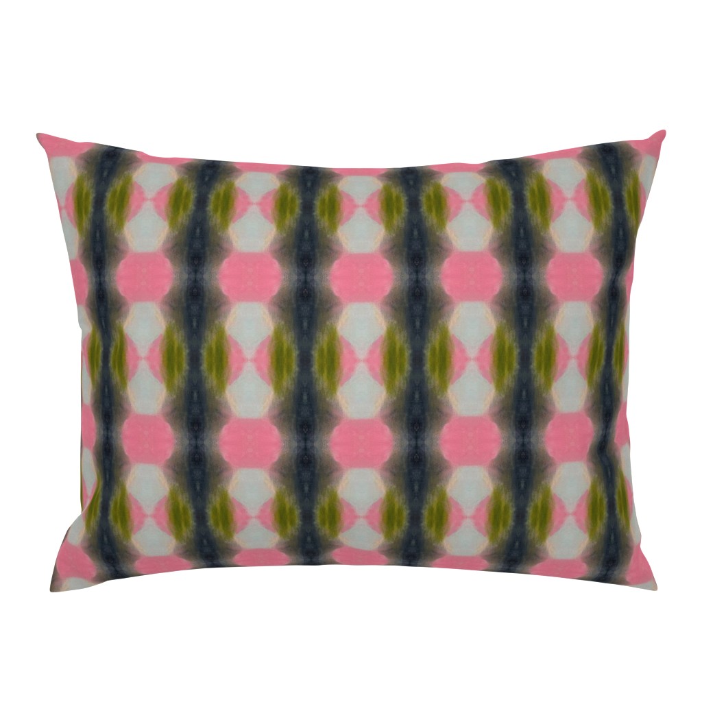 Frances Coral Mustard Navy Striped Abstract Watercolor 9 pillow by Betsey Johns
