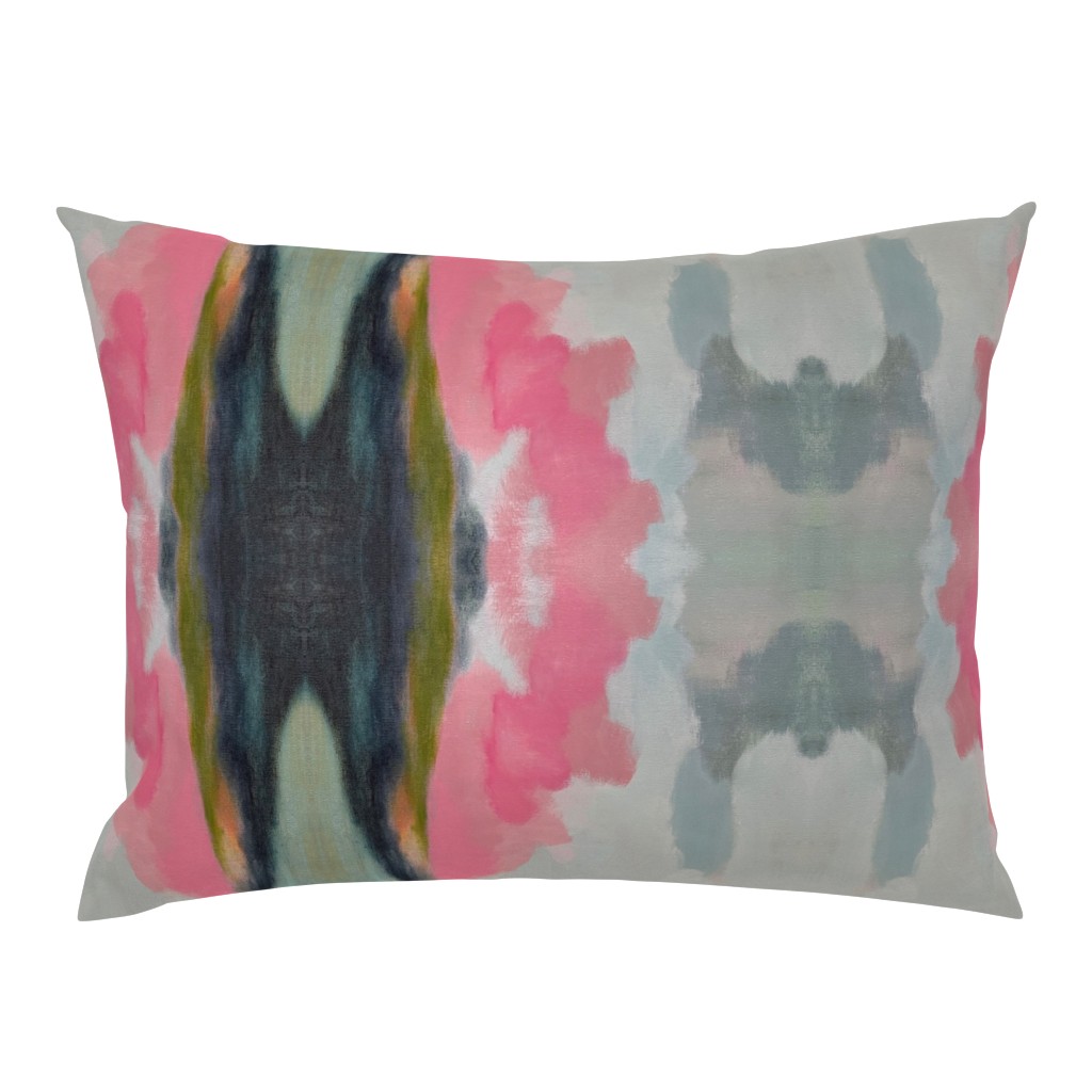 Frances Gray Sage Green Coral Damask Abstract Watercolor 10 pillow by Betsey Johns