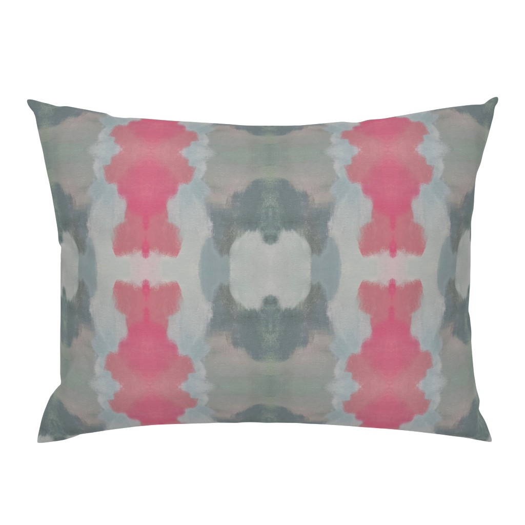 Frances Gray Sage Green Coral Damask Abstract Watercolor 11 pillow by Betsey Johns