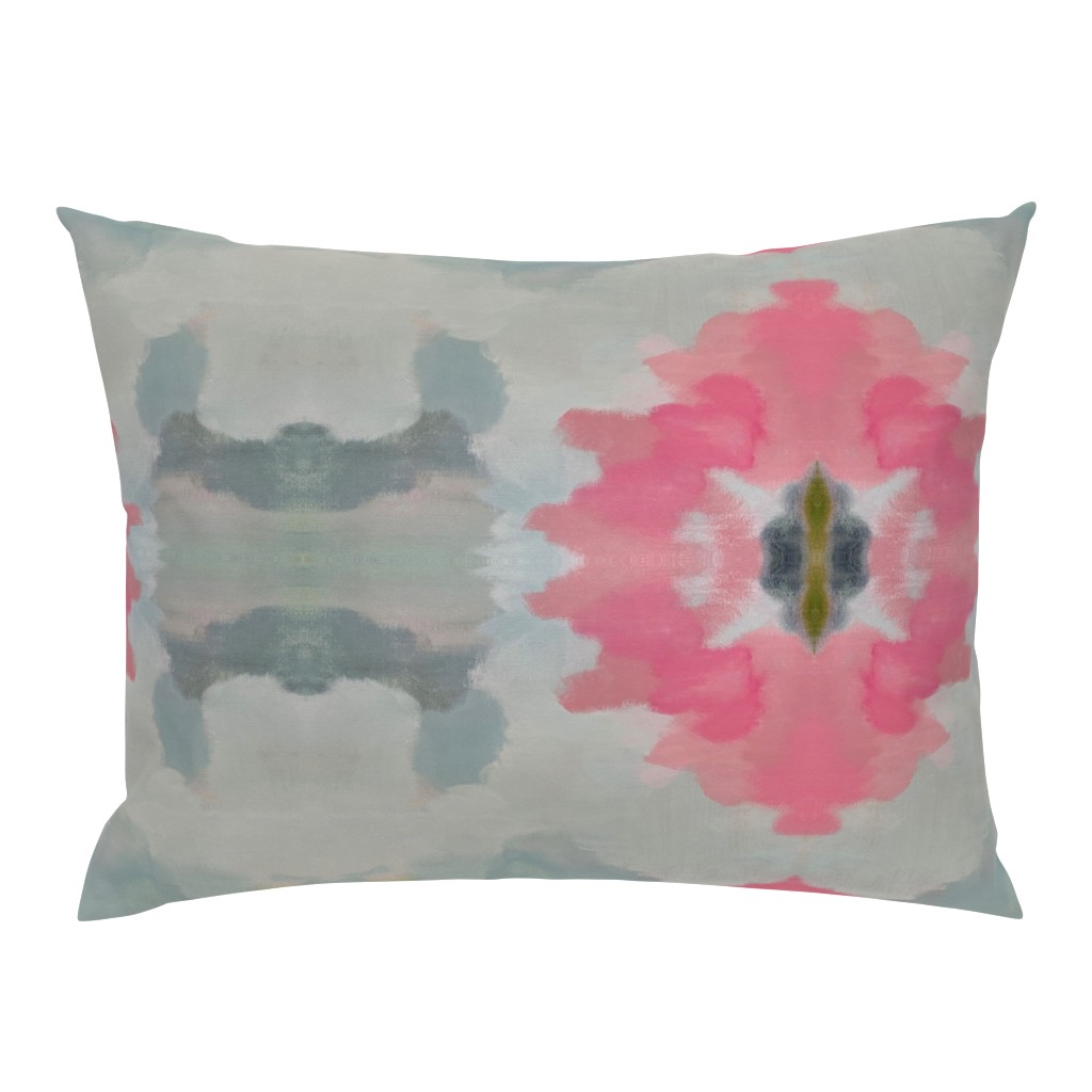 Frances Sage Green Gray Coral Abstract Watercolor 12 pillow by Betsey Johns