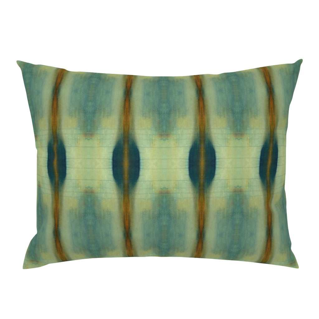 Frances Sage Green Turquoise Striped Abstract Watercolor 13 pillow by Betsey Johns