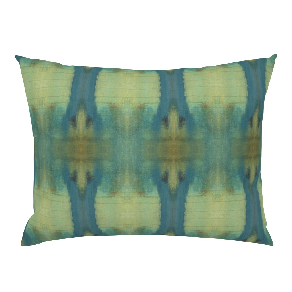 Frances Sage Green Turquoise Plaid Abstract Watercolor 14 pillow by Betsey Johns