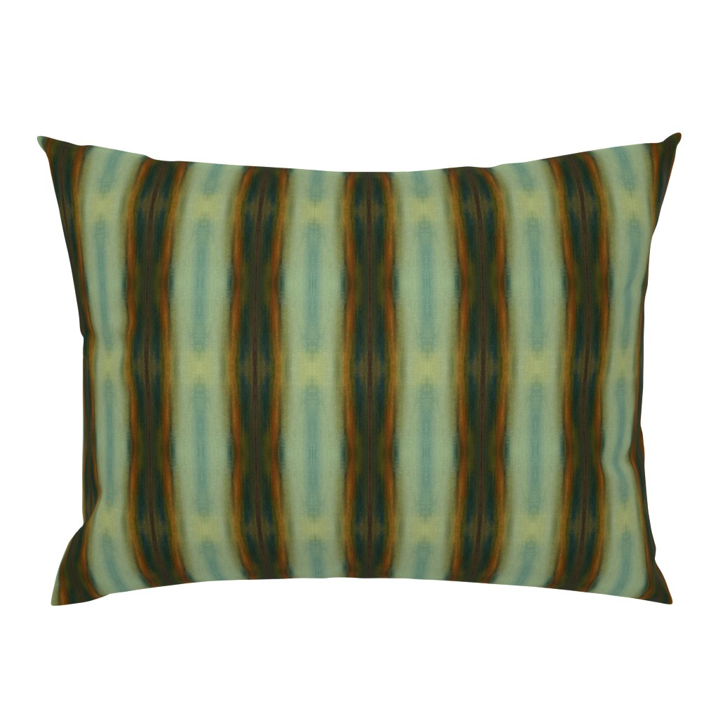 Frances Sage Green Mustard Orange Striped Abstract 18 pillow by Betsey Johns