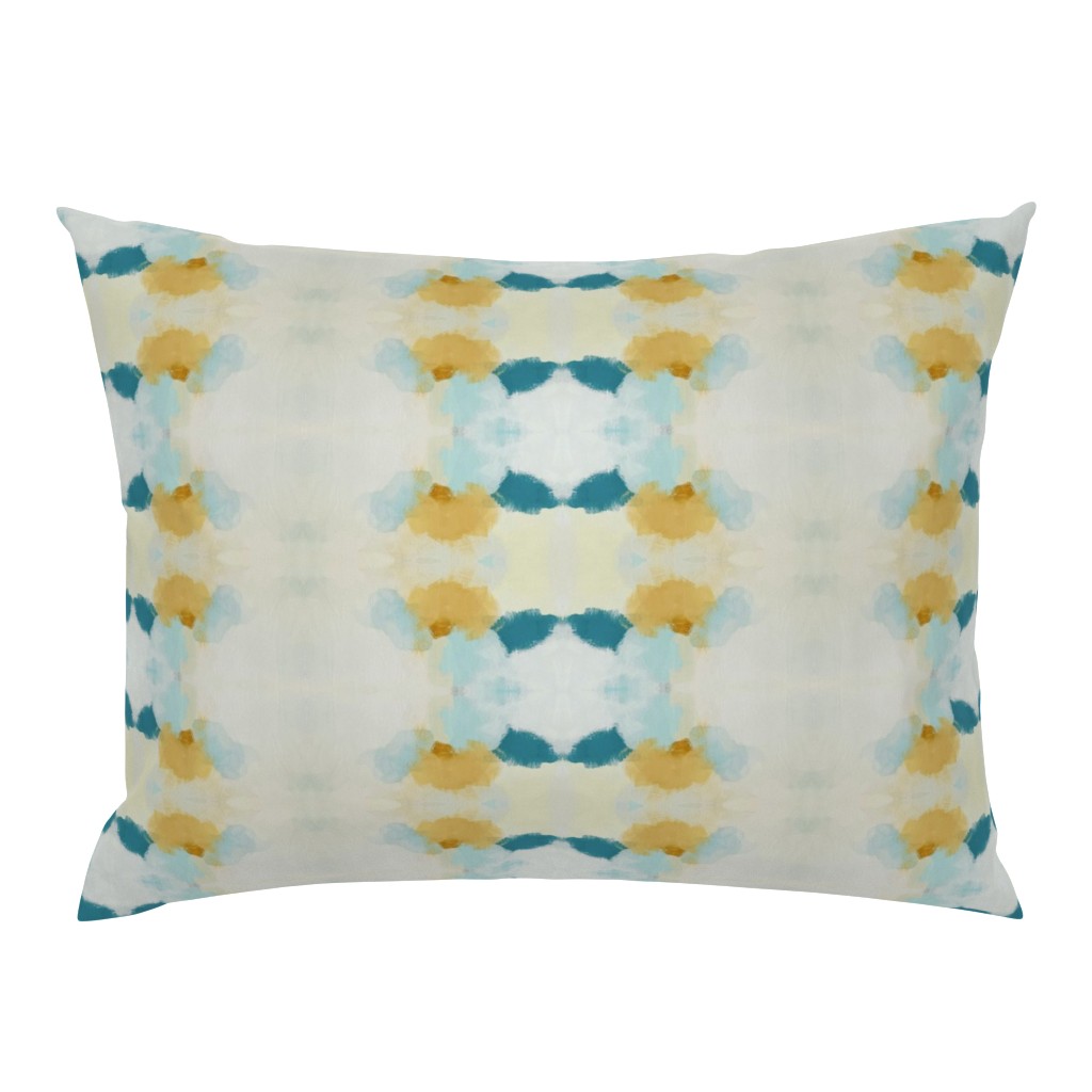 Olivia Sage Green Yellow Aqua Abstract Watercolor 1 pillow by Betsey Johns