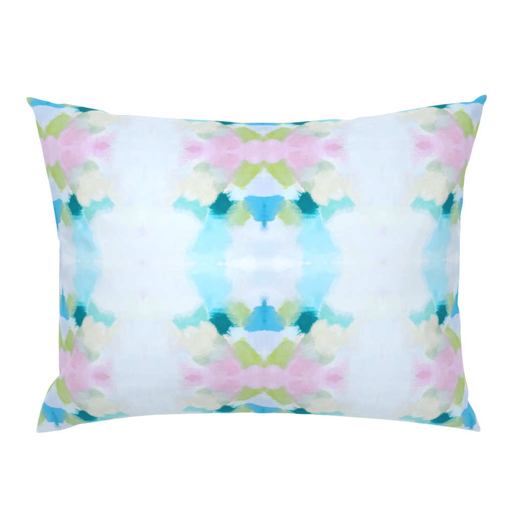Olivia White Light Blue Aqua Abstract Watercolor 3 pillow by Betsey Johns