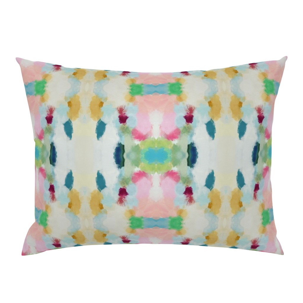 Olivia Sage Green Pink Yellow Aqua Abstract Watercolor 7 pillow by Betsey Johns