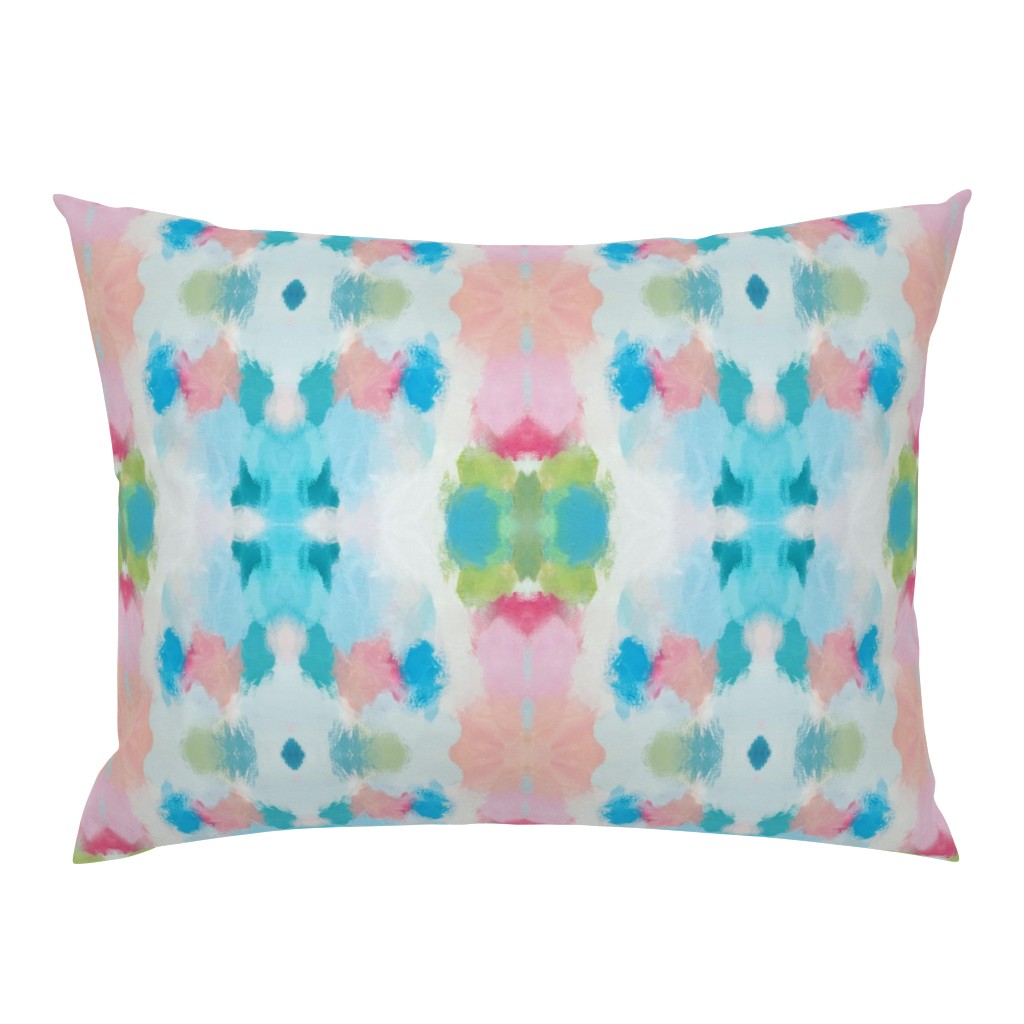 Olivia Aqua Pink Pale Sage Abstract Watercolor 13 pillow by Betsey Johns