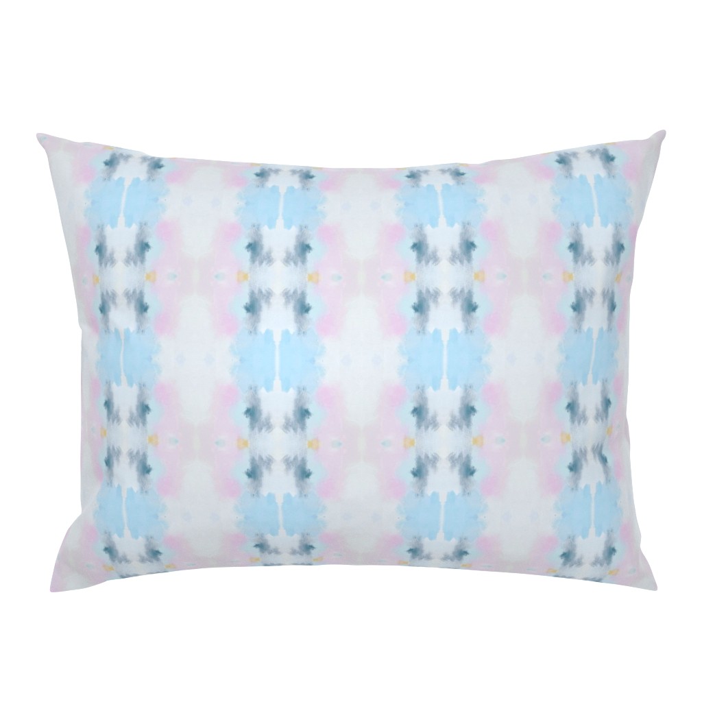 Olivia White Light Blue Striped Abstract Watercolor 15 pillow by Betsey Johns