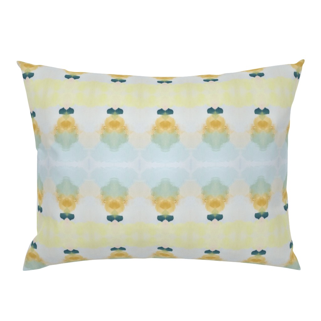 Olivia Yellow Sage Green Aqua Abstract Watercolor 18 pillow by Betsey Johns