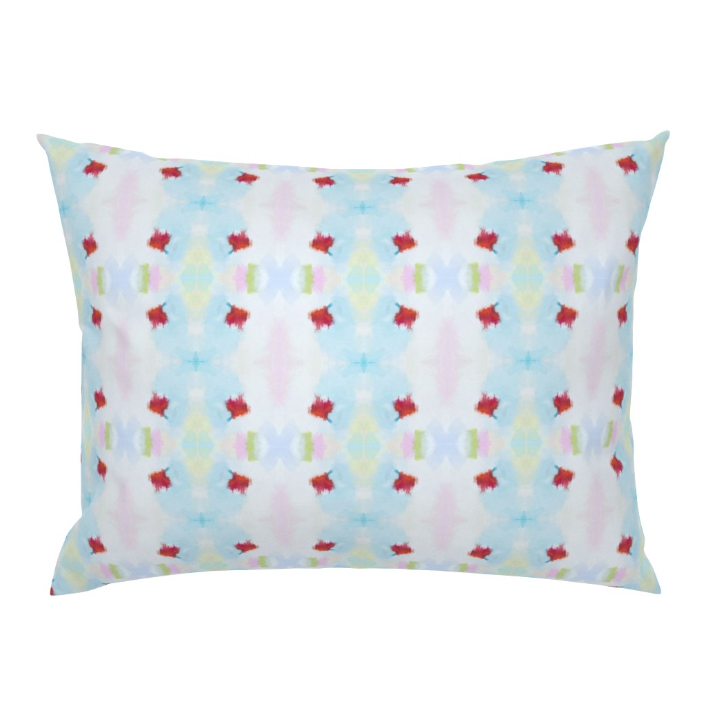 Olivia White Pale Sage Light Blue Dot Abstract Watercolor 20 pillow by Betsey Johns