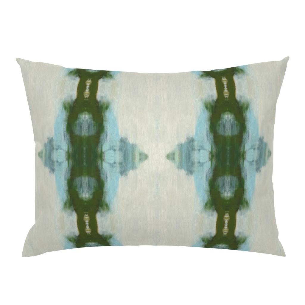 Taylor Deep Green Ivory Aqua Striped Coastal Abstract pillow by Betsey Johns