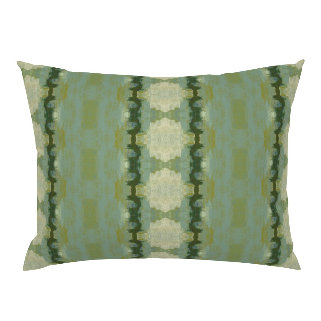 Taylor Ivory Seaglass Green Dot Striped Coastal Abstract pillow by Betsey Johns