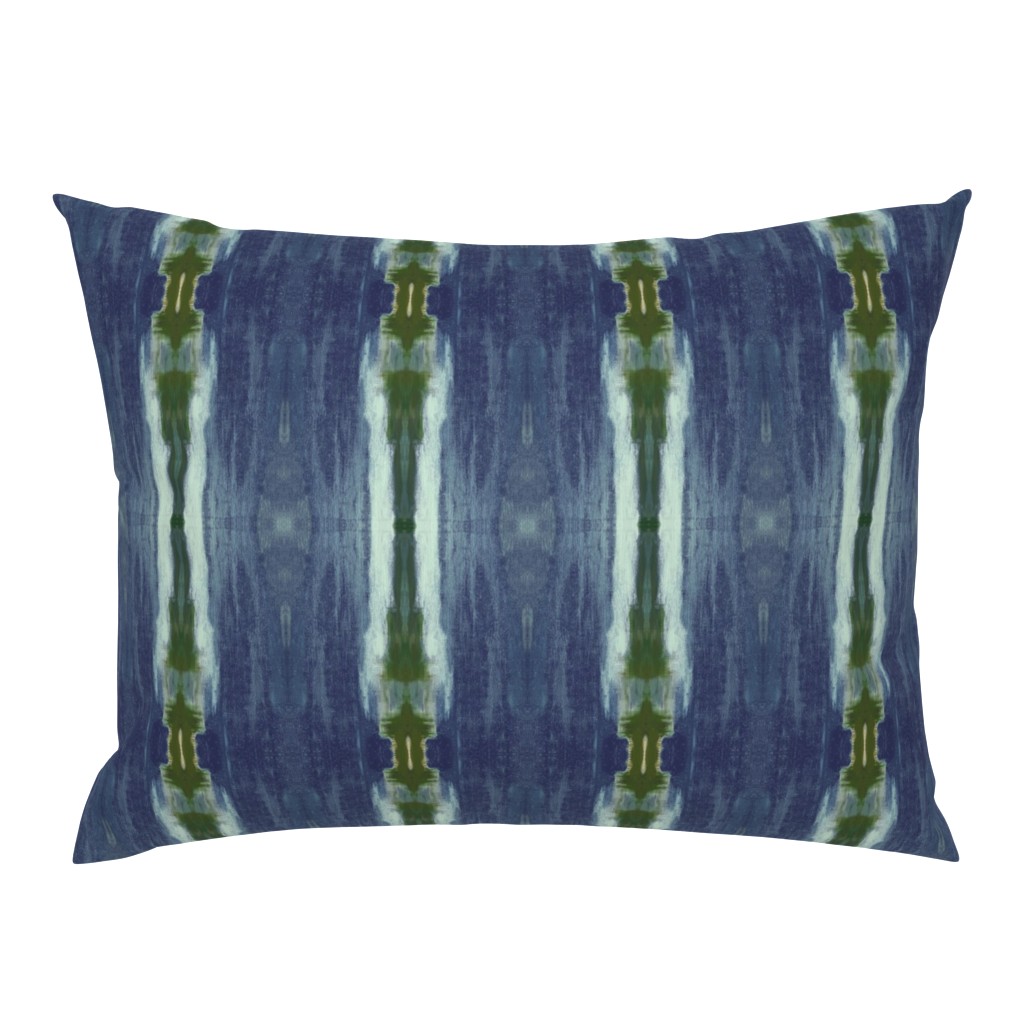 Taylor Navy and Green Striped Coastal Abstract pillow by Betsey Johns