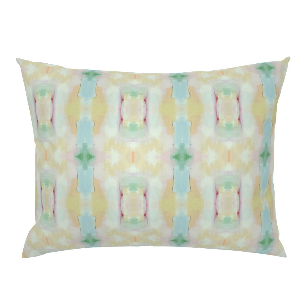 Whispers of Pink Golden Yellow Sage Green Abstract pillow by Betsey Johns