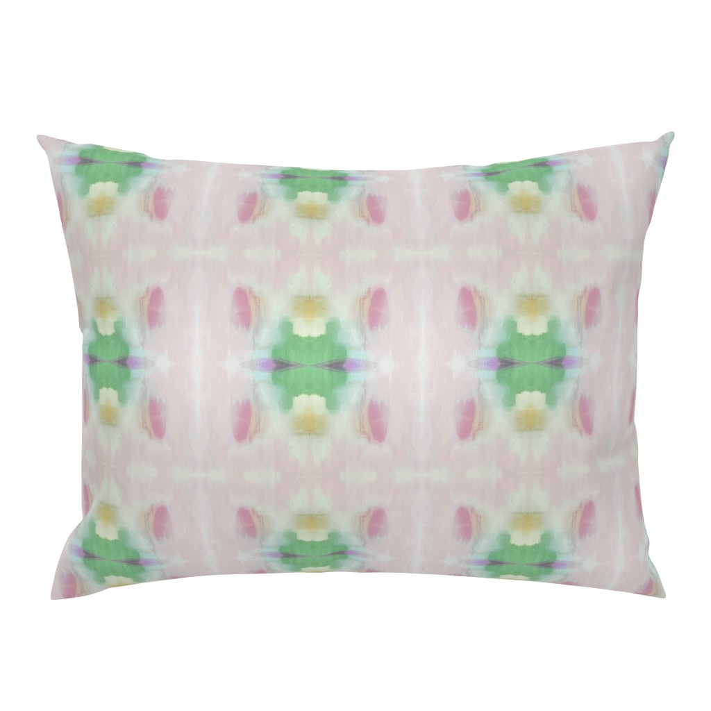 Whispers of Pink Butterfly Sage Green Pink Abstract pillow by Betsey Johns