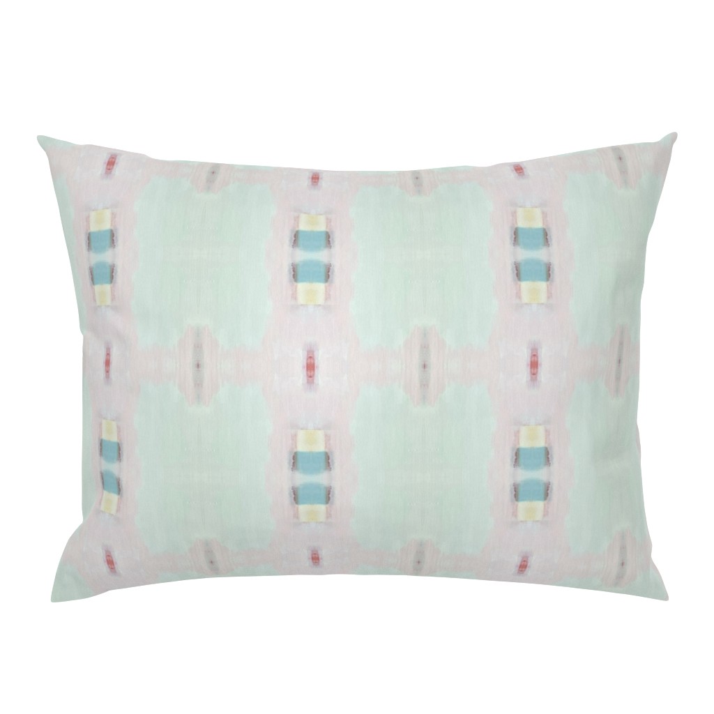 Whispers of Pink Mint Green White Abstract Watercolor pillow by Betsey Johns