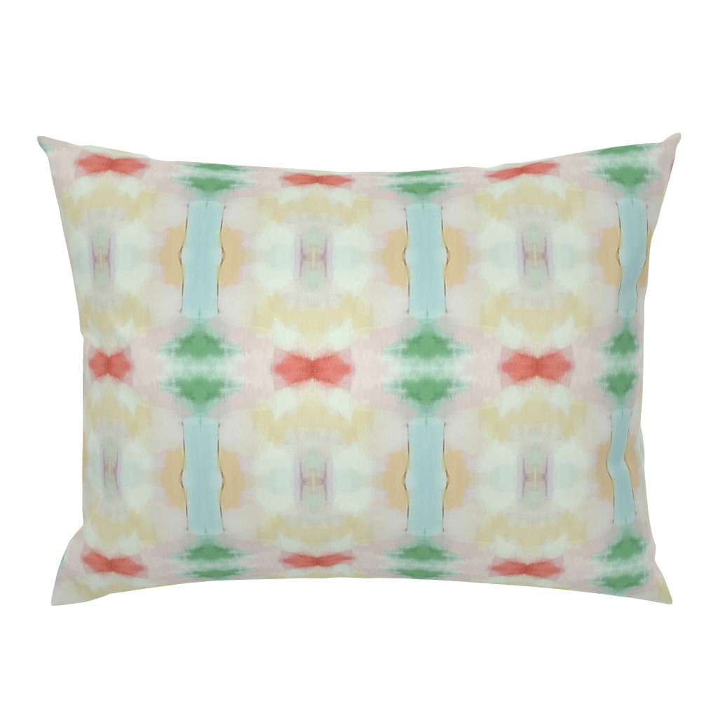 Whispers of Pink Rose Sage Green Yellow Abstract Floral pillow by Betsey Johns