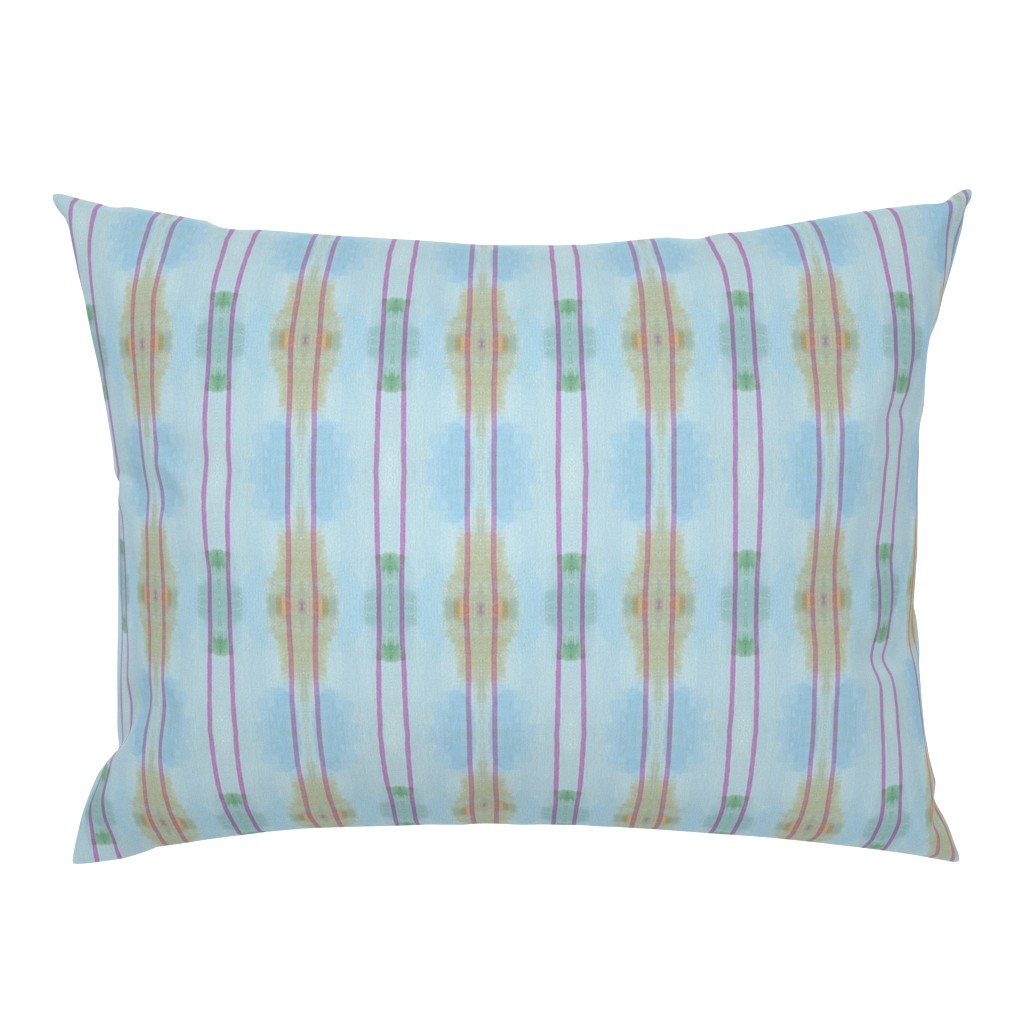 Whispers of Pink Aqua Light Blue Gold Striped Abstract pillow by Betsey Johns