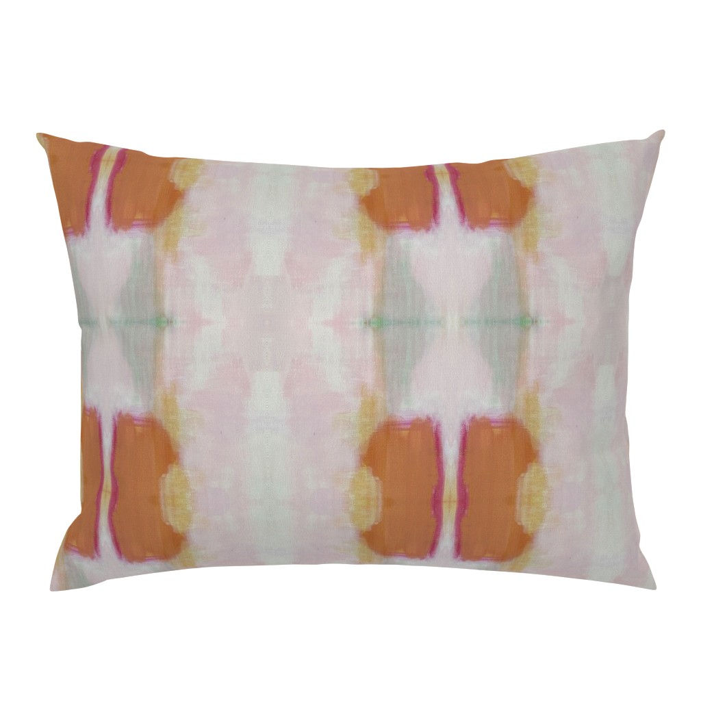 Whispers of Pink Monarch Orange Gray Beige Abstract pillow by Betsey Johns
