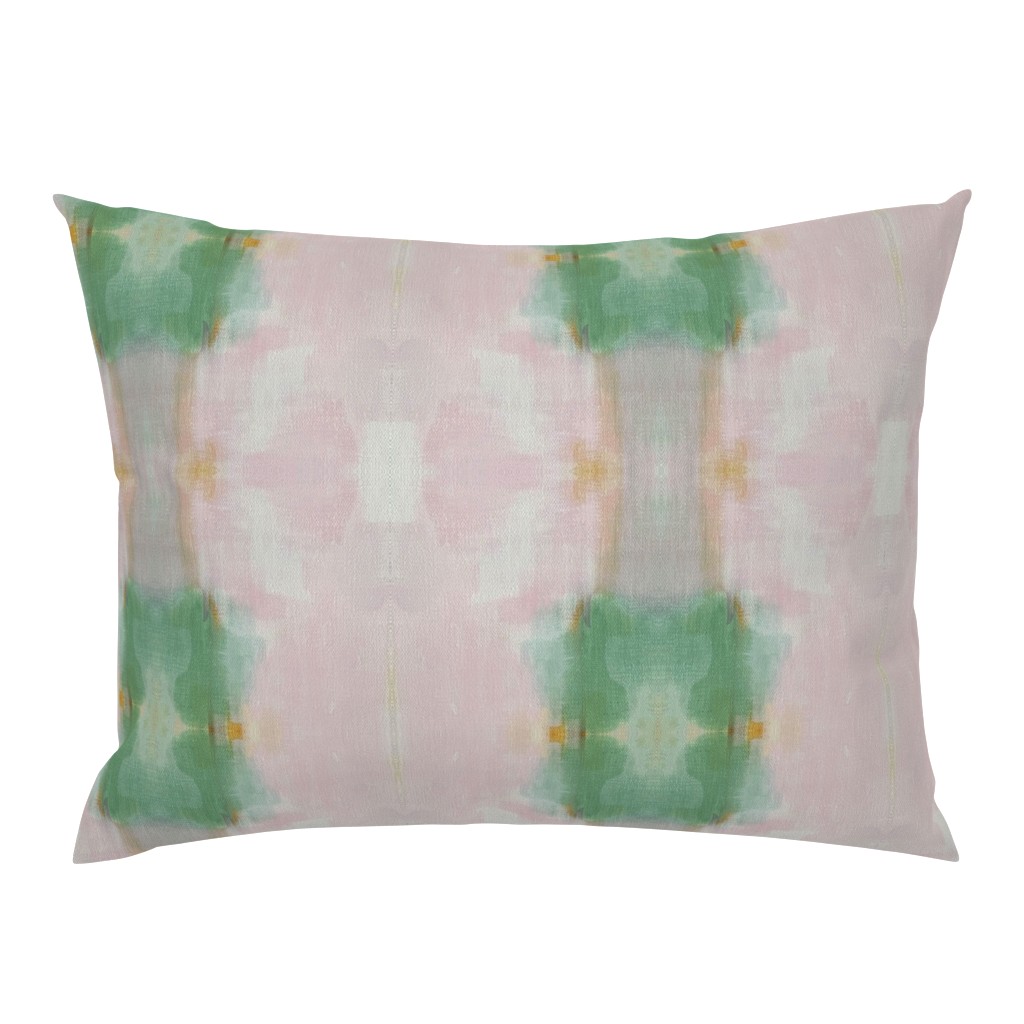 Whispers of Pink Green Star Sage Green Pink Abstract pillow by Betsey Johns