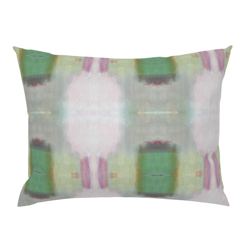 Whispers of Pink Emerald Princess Sage Green Abstract pillow by Betsey Johns