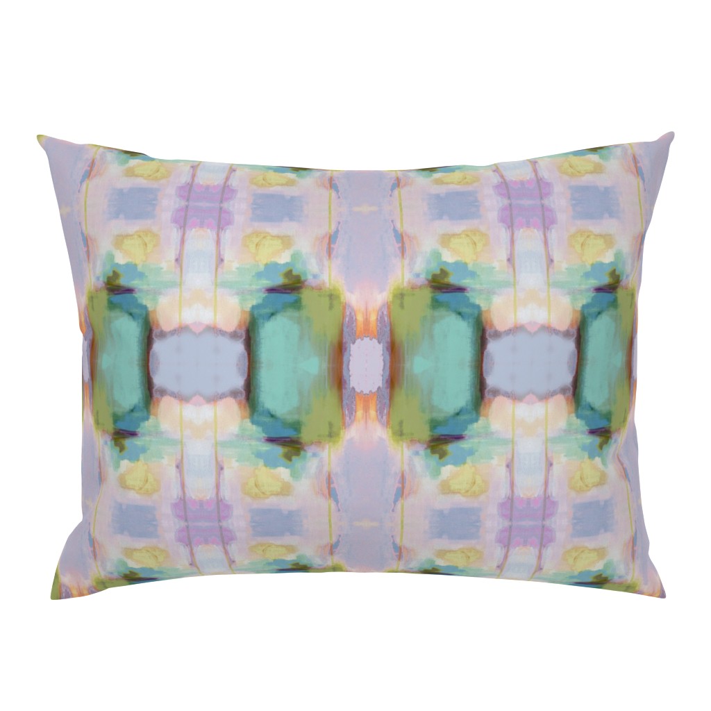 Whispers of Pink Sage Green Periwinkle Lavender Abstract 29 pillow by Betsey Johns