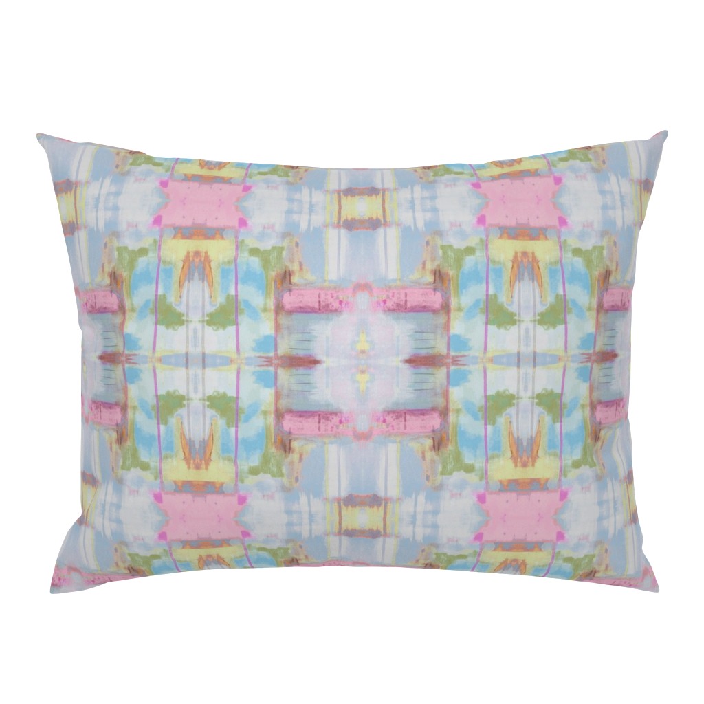 Whispers of Pink Light Blue Sage Green Abstract 30 pillow by Betsey Johns