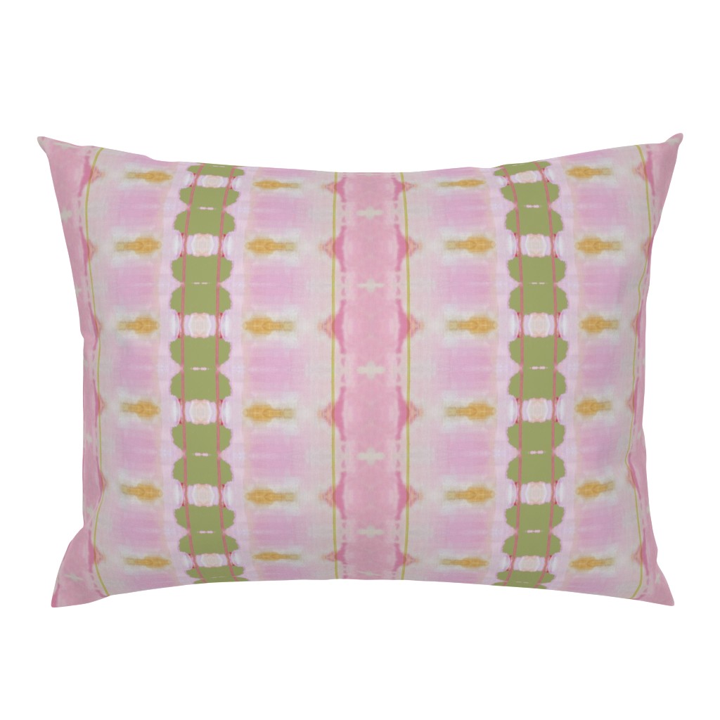 Whispers of Pink Blush Pink Green Striped Abstract 36 pillow by Betsey Johns