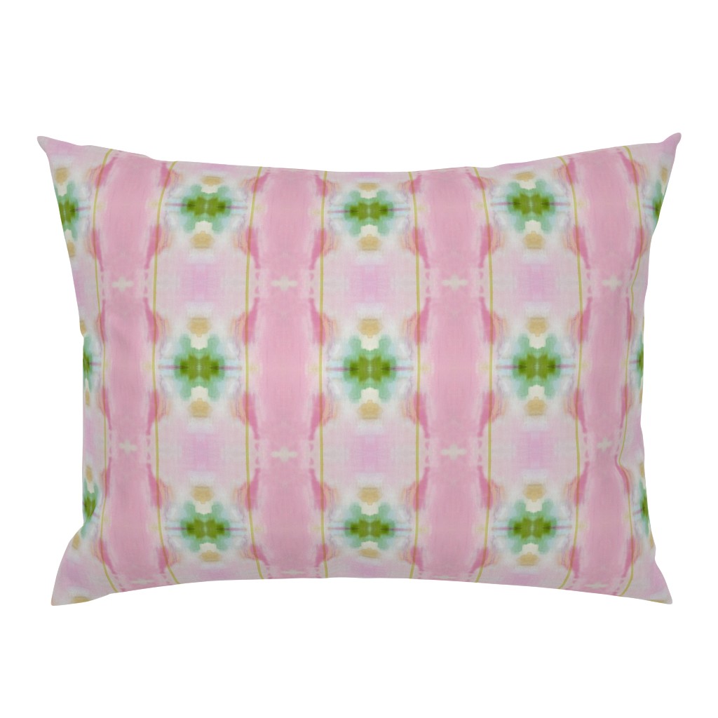Whispers of Pink Blush Pink Sage Green Striped Abstract 37 pillow by Betsey Johns