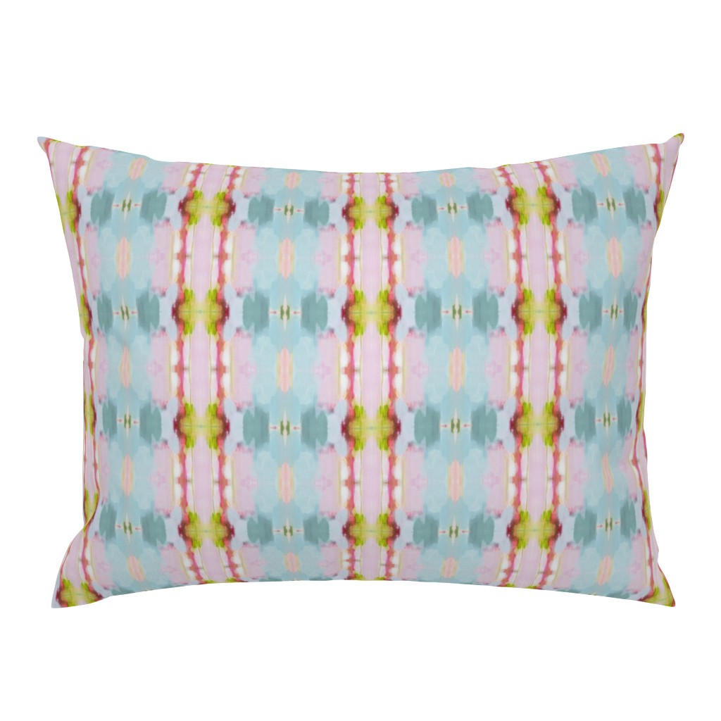 Whispers of Pink Aqua Pink Blue Abstract Watercolor 40 pillow by Betsey Johns